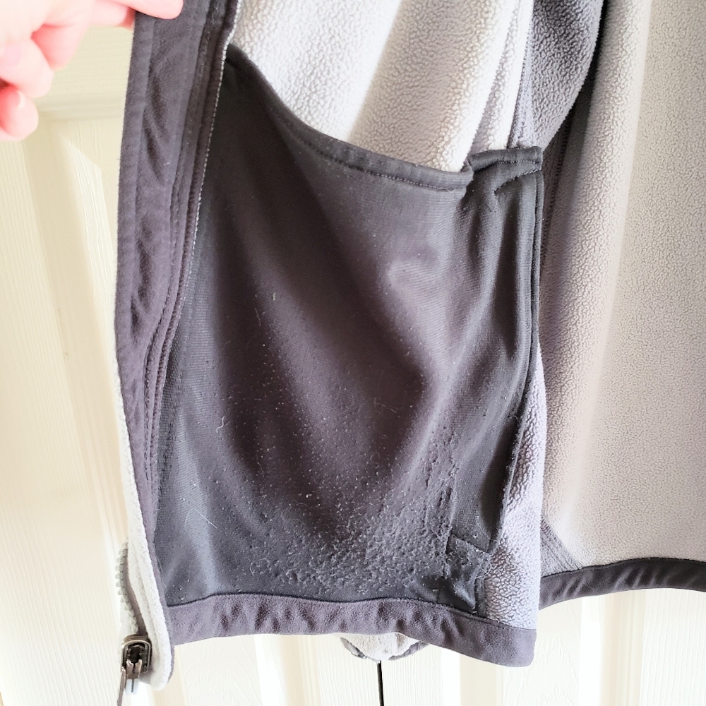 North Face Grey Fleece Zip Up Jacket Pockets Large - Picture 8 of 9